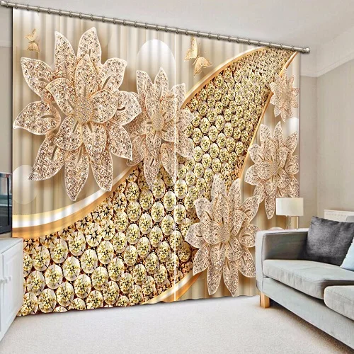 Занавески s с жемчугом Роскошные затемненные 3D занавески для окна гостиной спальни шторы Cortina Rideaux Индивидуальный размер наволочка - Цвет: 3D yellow Curtain