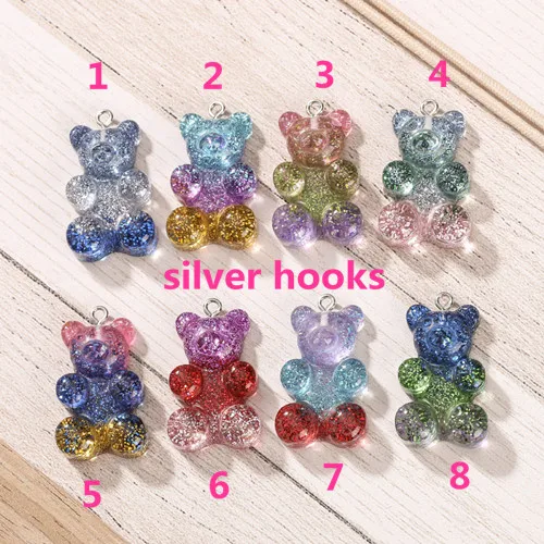 20*30mm 10pcs gummy bear flatback Resin Cabochons Scrapbook Craft Embellishments  Headwear accessories with hooks