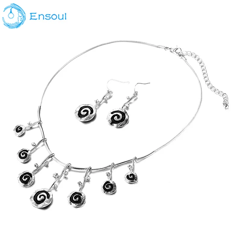 

Enosoul pendant alloy point drill earrings snake chain pendant necklace EST-0010