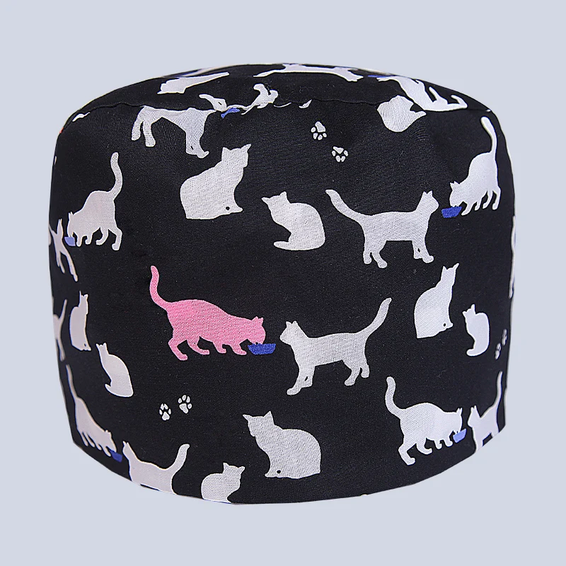 Cat Veterinary Surgical Scrub Cap for Women and Men Hospital Medical Hats Doctor Nurse Dentist Work Hat One Size Sweatband Hats