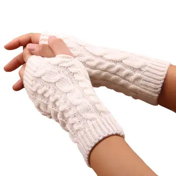 

Women Stylish Hand Warmer Winter Gloves Arm Crochet Knitting Faux Wool Mitten Warm Fingerless Gloves High Quality
