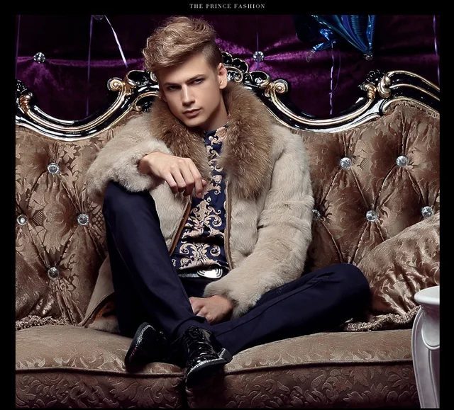 Cheap Free shipping new 2015 men wear Winter fashion men's real fur coat lapel jacket Khaki 14124  jacket custom-made Customized