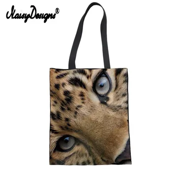 

Canvas Tote Bag Denim Jeans Wolf Leopard 3D Printing Cotton Shopping Bag Fashion Storage Package Bag Linen Grocery Sacola New