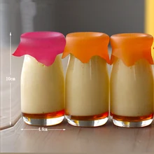 BAKEST 90 ml Botella de Vidrio Cubierta de Gel de Sílice Botella de Leche Botella Pudín Taza de Yogur