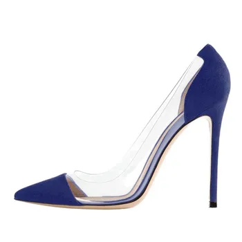

New Blue Zapatos Mujer Genuine Leather Thin High Heels Fashion Wedding Shoes Women Pumps Brand Design D028B