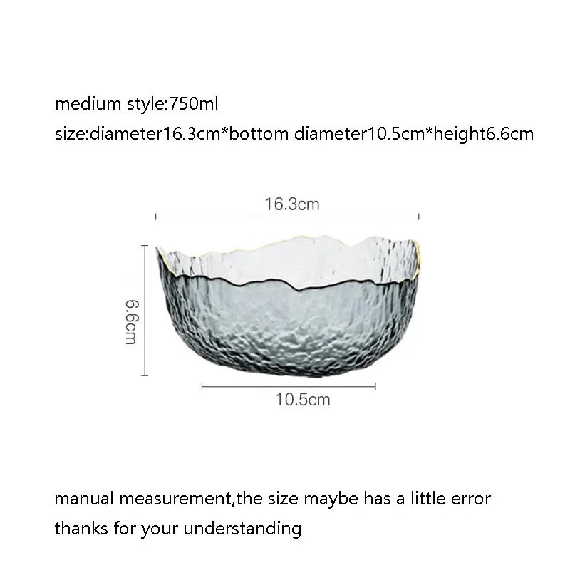 Японский Стиль Салатница прозрачный Стекло нерегулярные арт суп пиалы для лапши рамен десертный контейнер Кухня посуда - Цвет: H