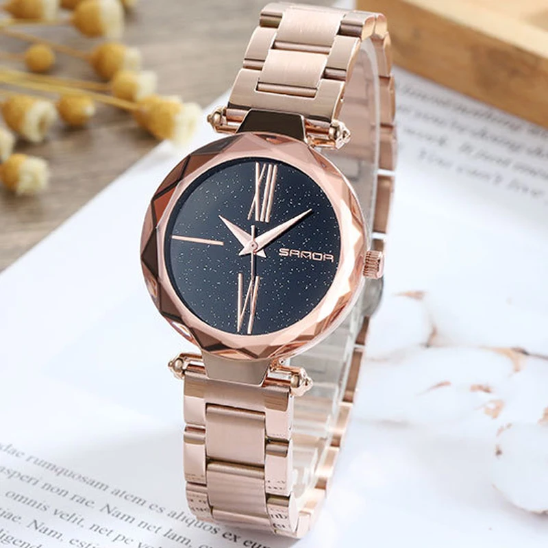 

2018 Creative Brand Women Watches Rose Gold Bracelet Roman Casual Quartz ladies watch Starry Sky Female Wristwatch Waterproof