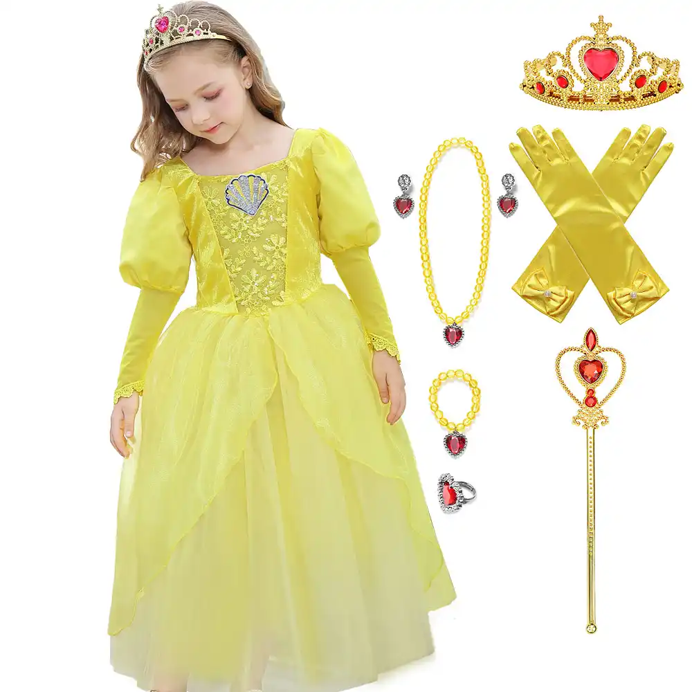 girls long sleeve yellow dress