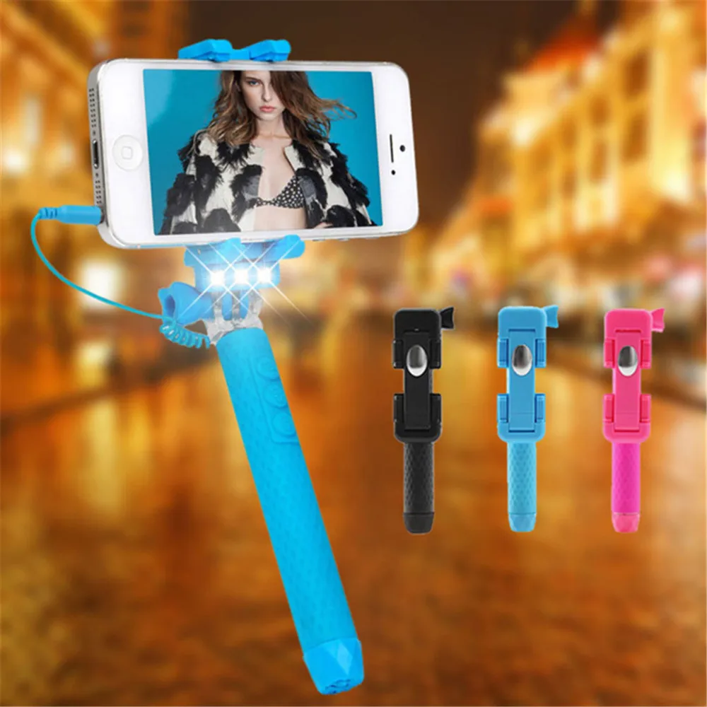 

Universal Mini Selfie Stick 3 LED Flash Light Monopod For iPhone 6 6s Plus Samsung Camera HOT