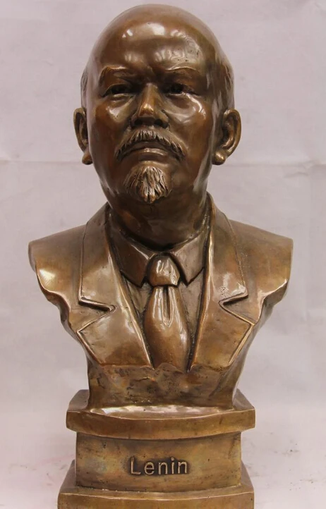 

wholesale factory 19 China Folk Old Brass Copper Bronze Made Colossus Leader Lenin Head Art Statue