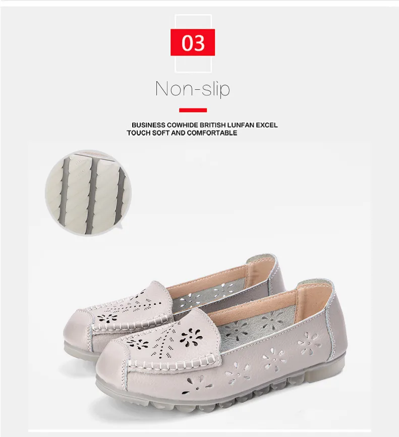 CAGILKZEL 2019 New Women Ballet Shoes Flats Cut Out Leather Breathbale Moccains Casual Woman Boat Shoes Ladies Ballerina (4)