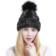 Для женщин; Лидер продаж; меховое Pom Шапка женская Зимняя шерстяная Осенняя вязаная шапочка с меховым помпоном мяч Кепки из кашемира, меховая шапка из натурального помпон из меха енота шляпа