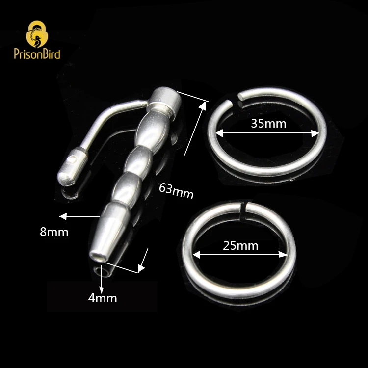 Male Stainless Steel Urethra Catheter 2 size Cock ring Penis Urinary Plug Sex Toy Adult Game Urethra Stimulate Dilator A033