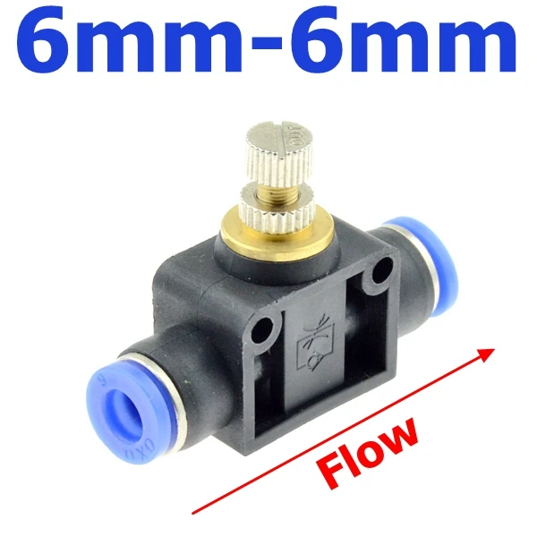 Пневматический Регулятор воздушного потока, 4 мм, 6 мм, 8 мм, 10 мм, 12 мм, OD, шланг, трубка, регулятор потока газа, клапан, соединитель, фитинг, контроль скорости воздуха, кран - Цвет: 6mm