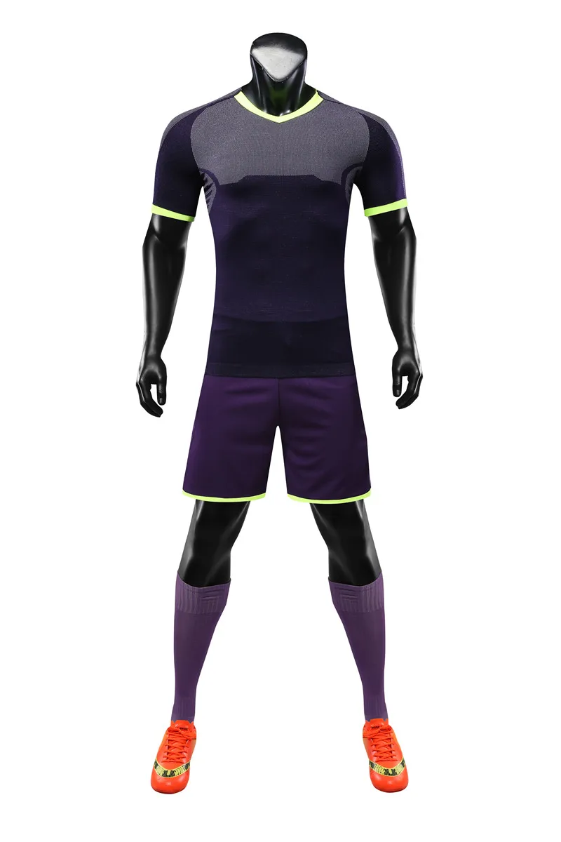 Новинка, модель высокого качества футбол Джерси& Шорты Для Мужчин's Майки Футбольная форма футбол спортивный костюм спортивная одежда для бега по индивидуальному заказу - Цвет: Фиолетовый