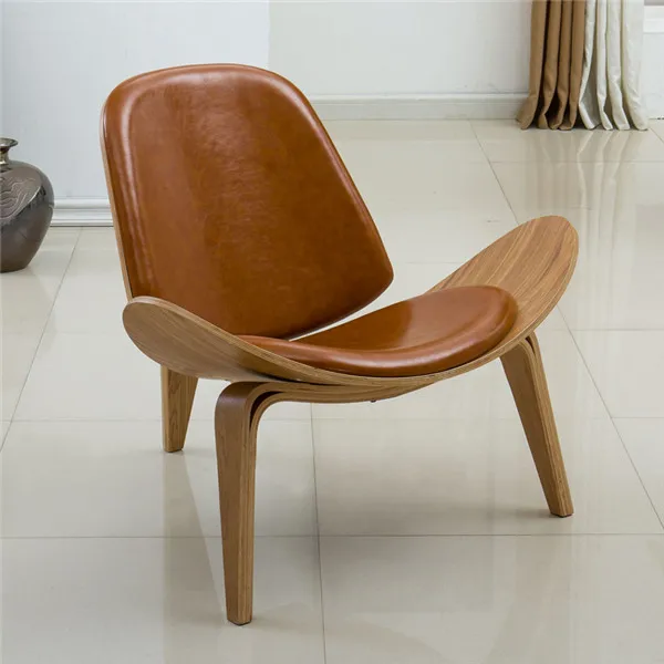 Wegner стиль формованный фанерный корпус кресло для отдыха в масляной кожаной обивке дизайн середины века гостиная стул для отдыха мебель - Цвет: Brown Color