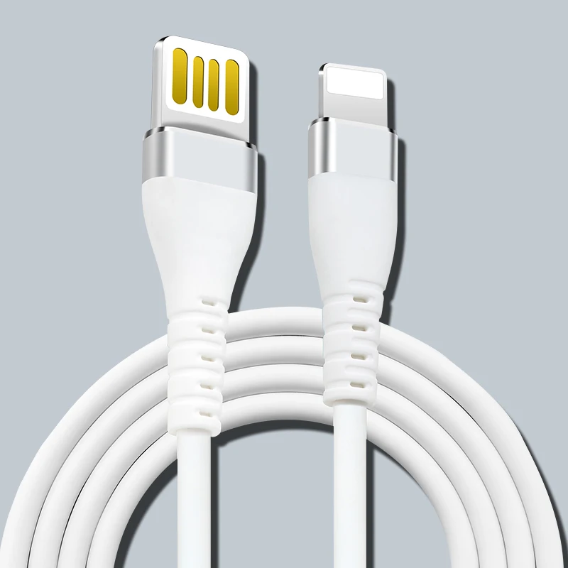 Power4 антифриз USB кабель для iPhone провод для быстрой зарядки для Lightning Quick Charge провод для Apple USB кабель двухсторонний - Цвет: White