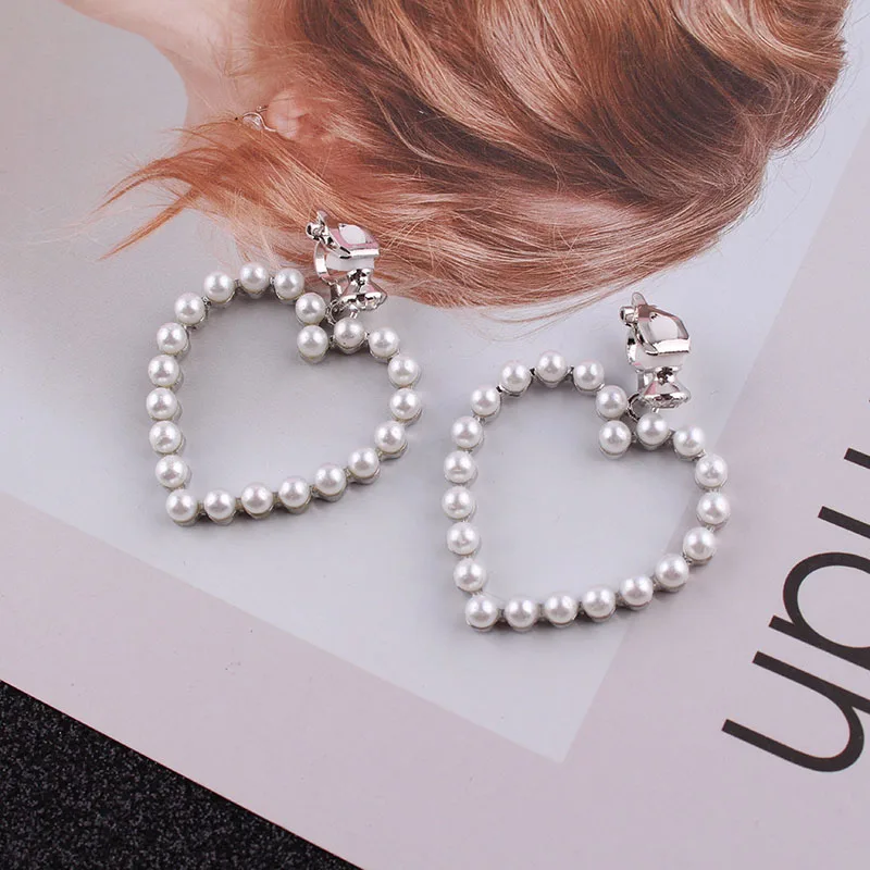 New Arrival Gold Silve Love Heart Clip on Earrings No pierced For Women Korean Style Pearl Earrings Party Wedding Jewelry