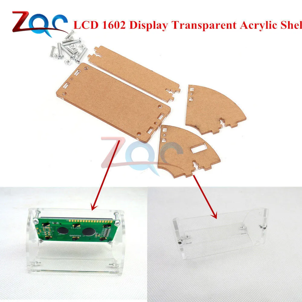 Прозрачная акриловая оболочка для lcd 1602 lcd экрана с винтом/гайкой lcd 1602 Чехол держатель(без 1602 lcd