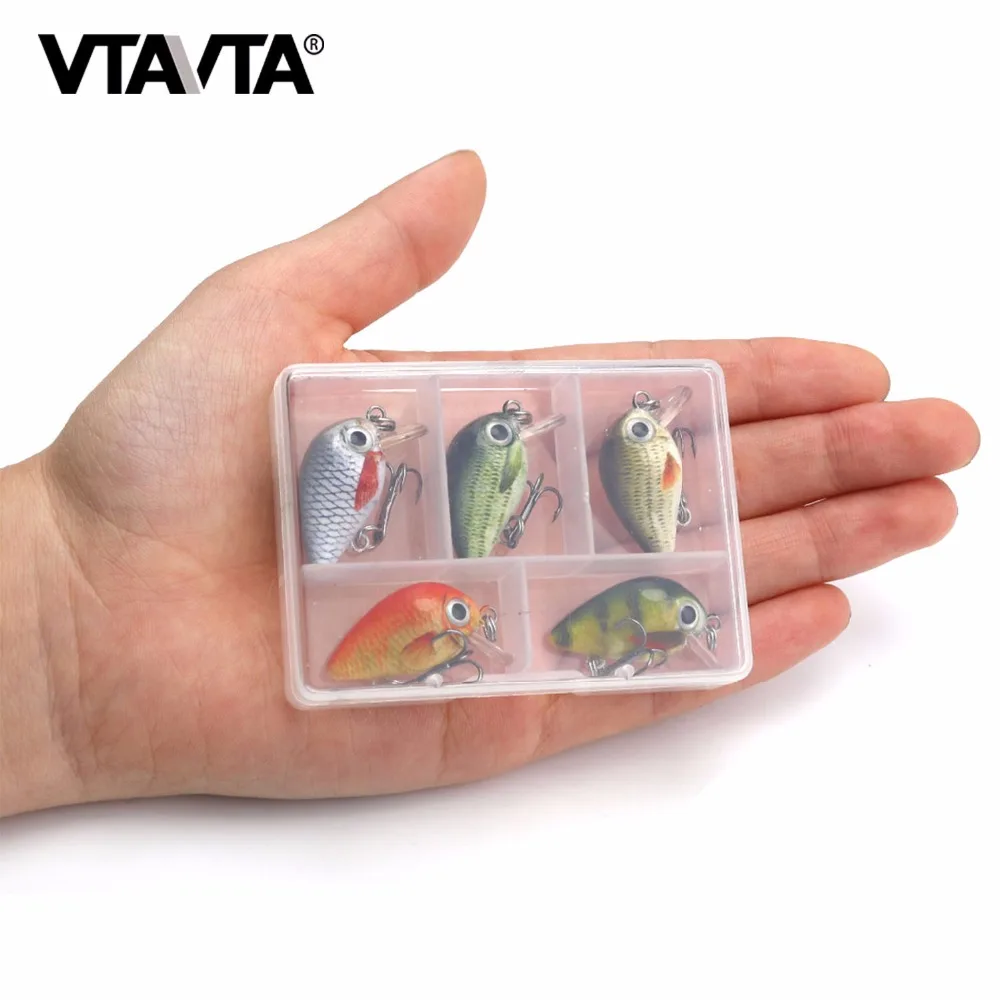 VTAVTA 5pcs 1.8g 3cm Mini Wobblers/Crankbait Fishing Lure Artificial Bait Hard Floating Wobbler for Fish Bass Fishing Tackle    