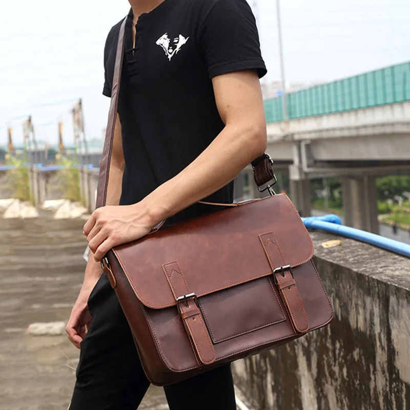 Повседневный деловой мужской портфель, сумка на плечо, сумка для ноутбука, мужская сумка-мессенджер, брендовые дизайнерские простые сумки через плечо для мужчин