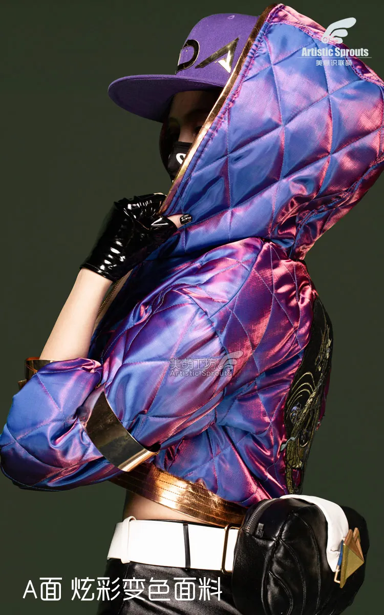 KDA Akali Jacket Hoodie Coat - LOL K/DA Fashion Winter Daily Wear Cap Cosplay Costume image 3