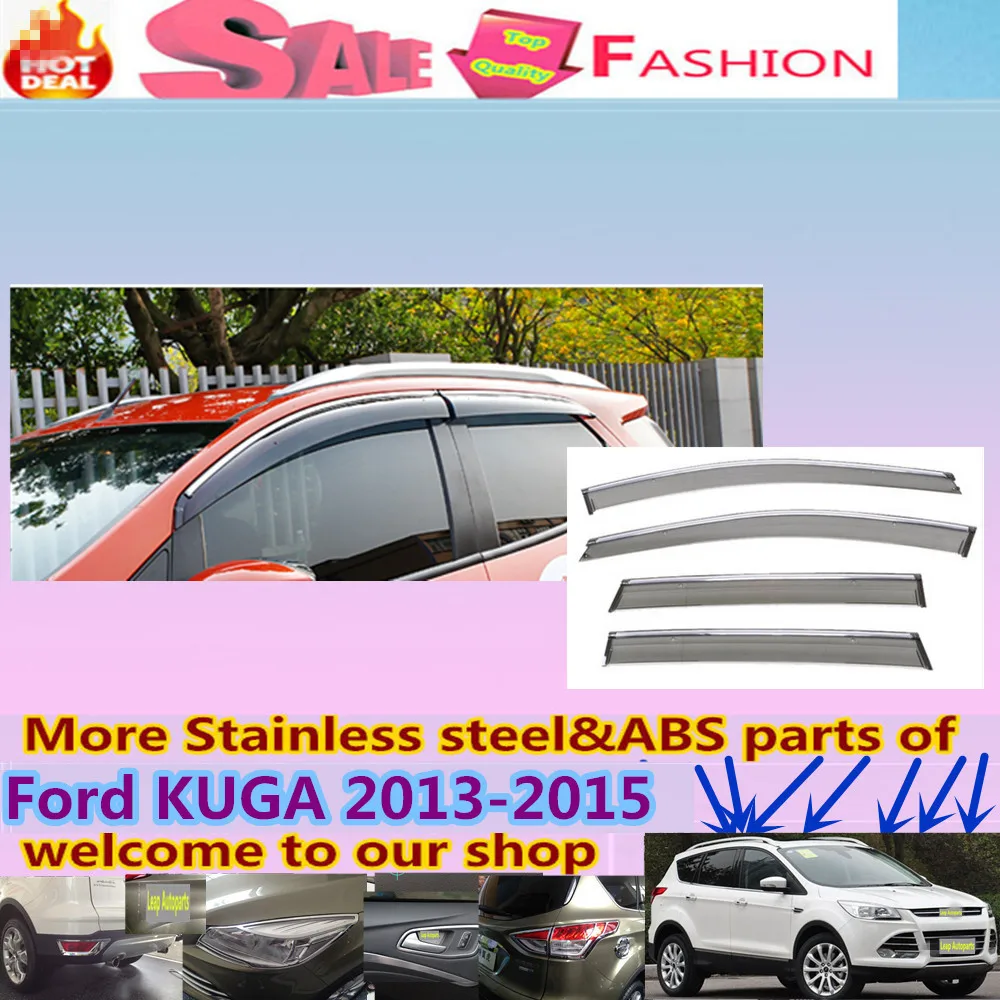 High Quality car body cover detector Stick lamp plastic Window glass Wind Visor Rain/Sun Guard Vent 4pcs for Ford Kuga 2013-2015 car-window-covers-for-sun