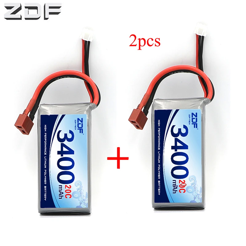 

ZDF 2pcs Rc Lipo Battery cell HV 4.35V 2S 7.4V 3400mah 20C Max 40C for Wltoys 12428 12423 1:12 RC Car Spare parts