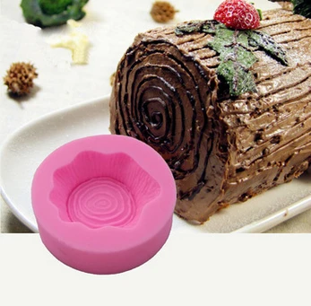 

100pcs Free shipping 3D Silicone Mold tree stump mold Christmas Cake Decorating Fondant Silicone Mould Kitchen Accessories