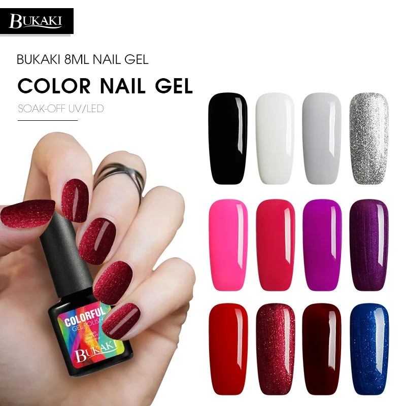 

BUKAKI Pure Colors Painting Gel Nail Polish Sale UV Lamp for Gel Varnish Nail Design Color Gel Lacquer Christmas for Nails