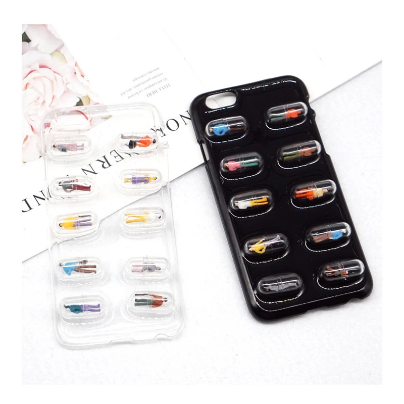 

10pcs Transparent Capsule Phone Shell Plastic Pill Container Medicine Case Bottle Splitters Mini Colorled Arabian Little Man DIY
