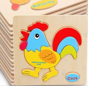 

3D Wooden Puzzle Jigsaw Toys For Children Wood 3d Cartoon Animal Puzzles Intelligence Kids Early Educational Toys for children