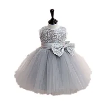 BBWOWLIN Baby Gilr Clothes Gray Sequins Sleeveless Vestidos Christmas Wedding Party Dresses for Vestido Festa Infant