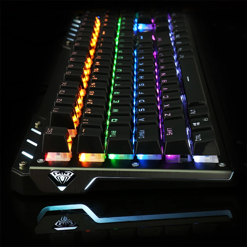 Механическая игровая клавиатура AULA с RGB подсветкой проводная синяя 104 клавишами и
