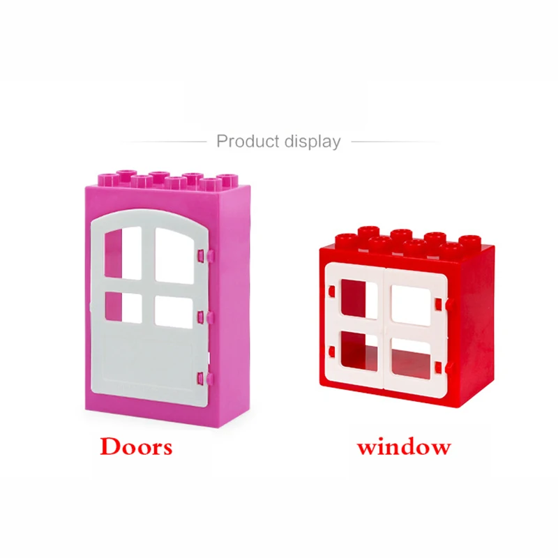 Большой размер DIY городской дом дверь окно цветок строительный блок замок собрать совместимый дом Duploingly игрушки для детей подарок для детей