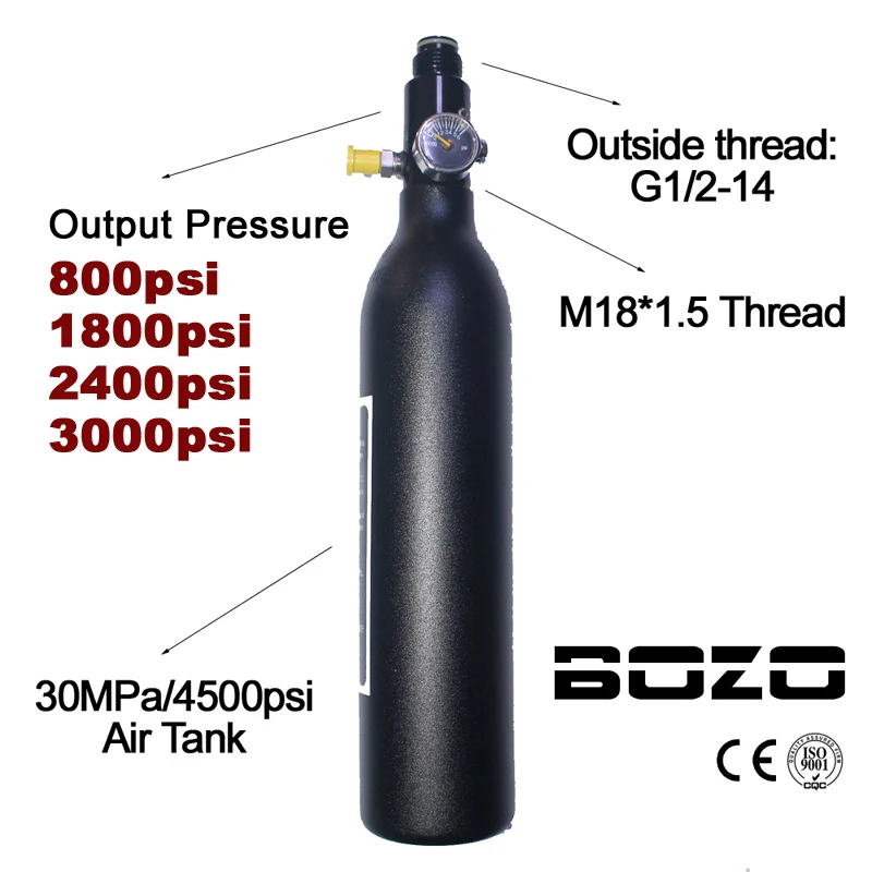 Пейнтбол PCP Дайвинг Альпинизм Air Tank цилиндр 4500psi/30MPA 0,2 0,35 0.45L гПа сжатого воздуха бутылка M18 * 1,5 регулятор