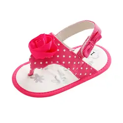Летняя обувь для девочек для новорожденных с цветочным узором для маленьких девочек в горошек сандалии мягкая подошва противоскользящая