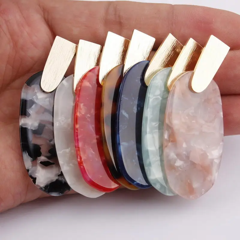 

2018 New Arrival Oval Shape Agagon Drop Earrings for Women Fashion Acrylic Earrings Jewelry Wholesale