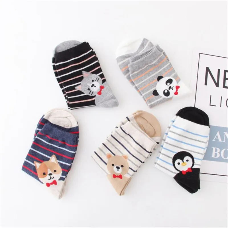 Autumn Winter Women's Socks Cotton Cartoon Animal Series Cute Harajuku Panda Cat Socks For Female Meias Funny Christmas Socks