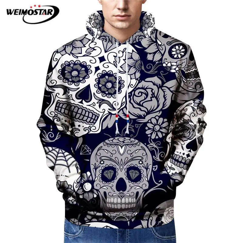 Weimostar Skull Printing Hip Hop Street wear Sweatshirts
