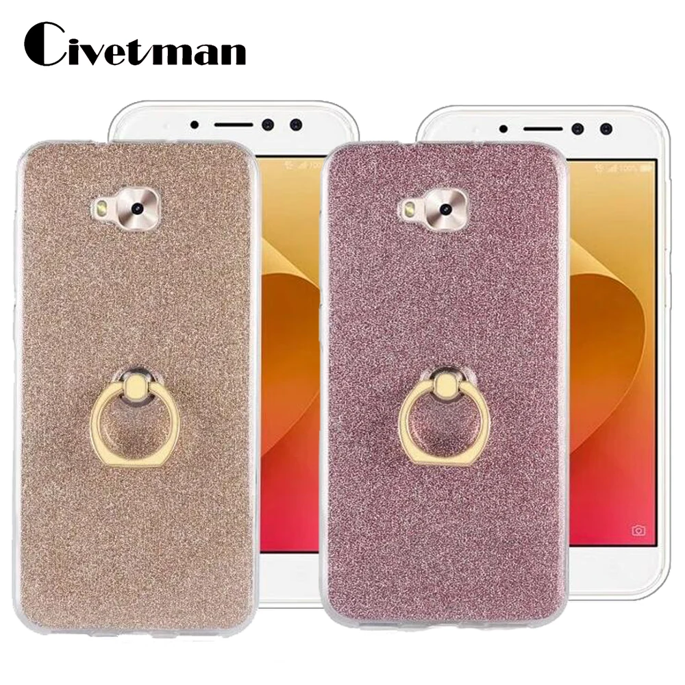 Cover Phone Case For Asus Zenfone 4 Selfie Zd553kl 5 5 Tpu Gel Silicone Transparent Back Shell Ring Holder Flash Glitter Powder Case For Asus Zenfone Phone Casescase For Aliexpress