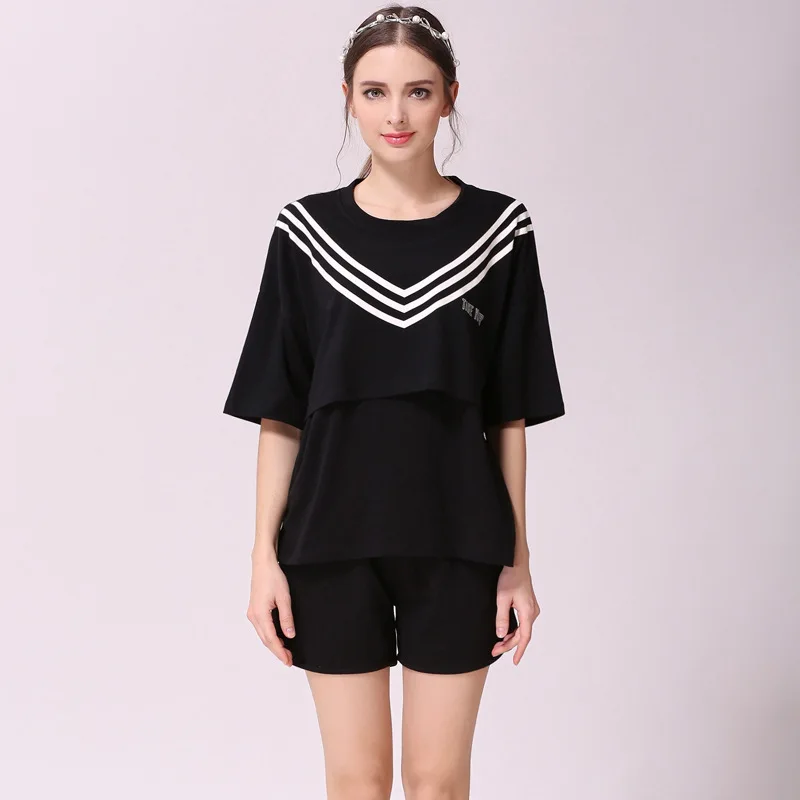 black maternity nursing pyjamas