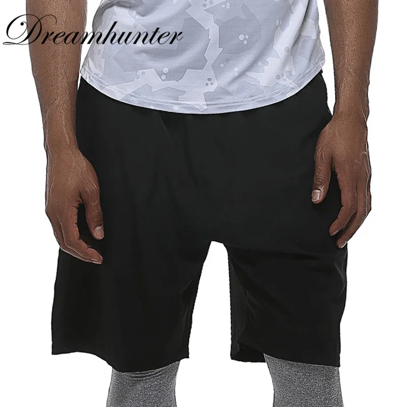 Men's Black Running Shorts With Pocket Elastic Waist Quick Dry