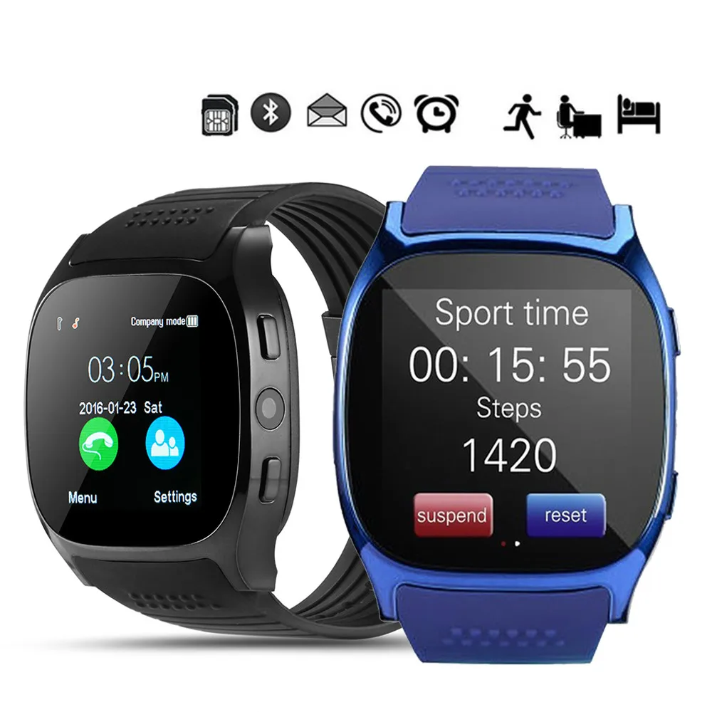 

T8 Bluetooth Smart Watch With Camera Facebook Whatsapp Support SIM TF Card Call Smartwatch For Android Phone PK Q18 DZ09