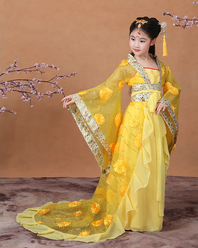 Новая розовая Китайская традиционная одежда hanfu для девочек, праздничные платья для костюмированной вечеринки, костюмы династии Тан для девочек