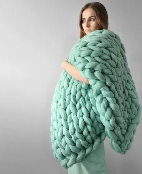 Большое мягкое одеяло крупной ручной вязки Пледы для зимы кровать диван самолет толстая пряжа вязание пледы 16 цветов диван покрывало s - Цвет: Water green
