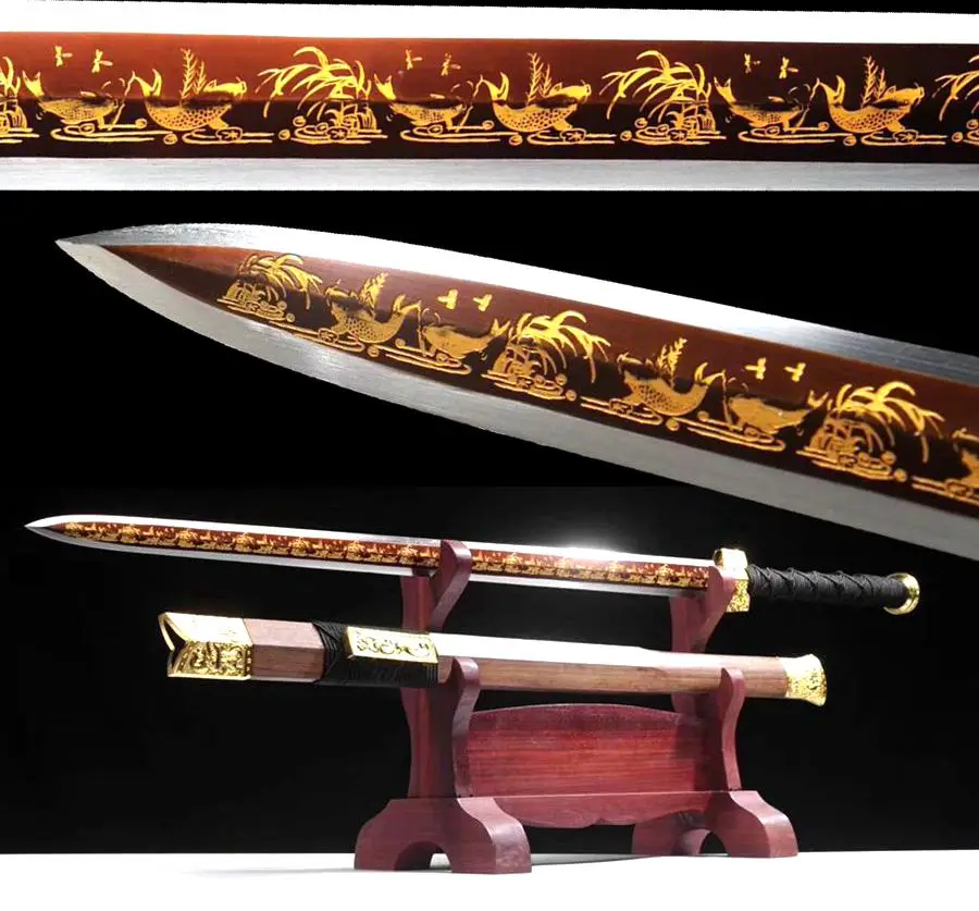 Рыбный узор Han Jian зеркальные боевые готовые ножи хорошие подарки|Мечи| |