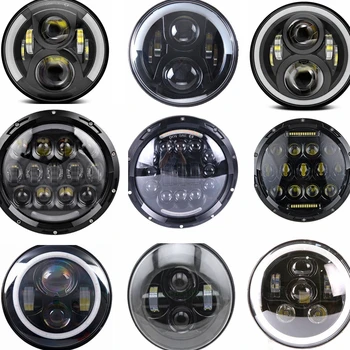

For Jeep Wrangler Defender Led Headlight 7inch Round High Low Beam DC 12v 24v External Lights headlamp For Lada 4x4 urban Niva