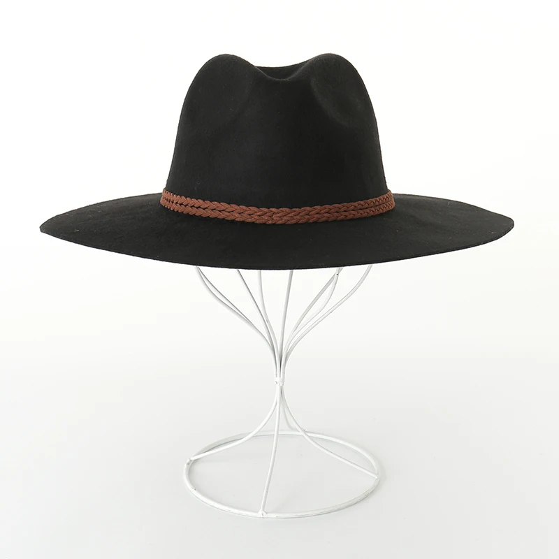 Осенне-зимняя новая шерстяная плетеная плоская шляпа для женщин, фетровая шляпа с широкими полями, фетровая шляпа, женская шляпа-котелок