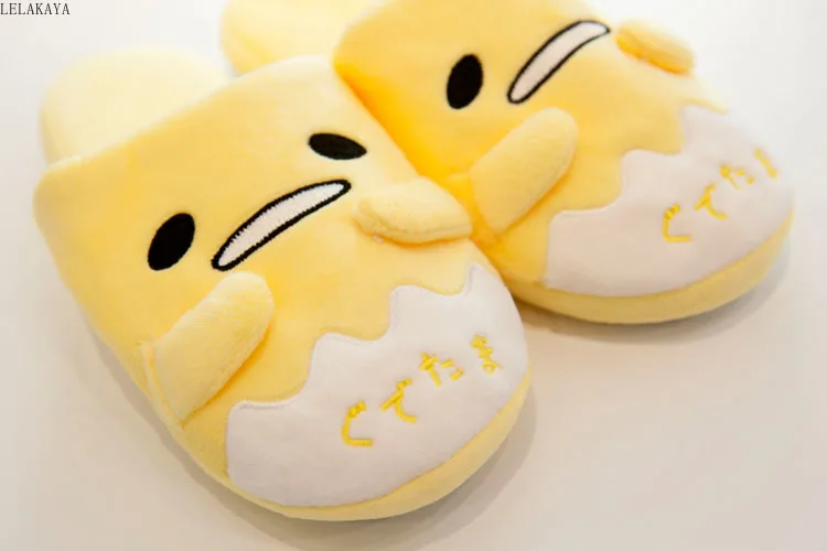 Плюшевые тапочки с героями мультфильмов; Gudetama Lazy Egg Lovers; модные зимние теплые домашние Нескользящие водонепроницаемые мягкие игрушки-куклы